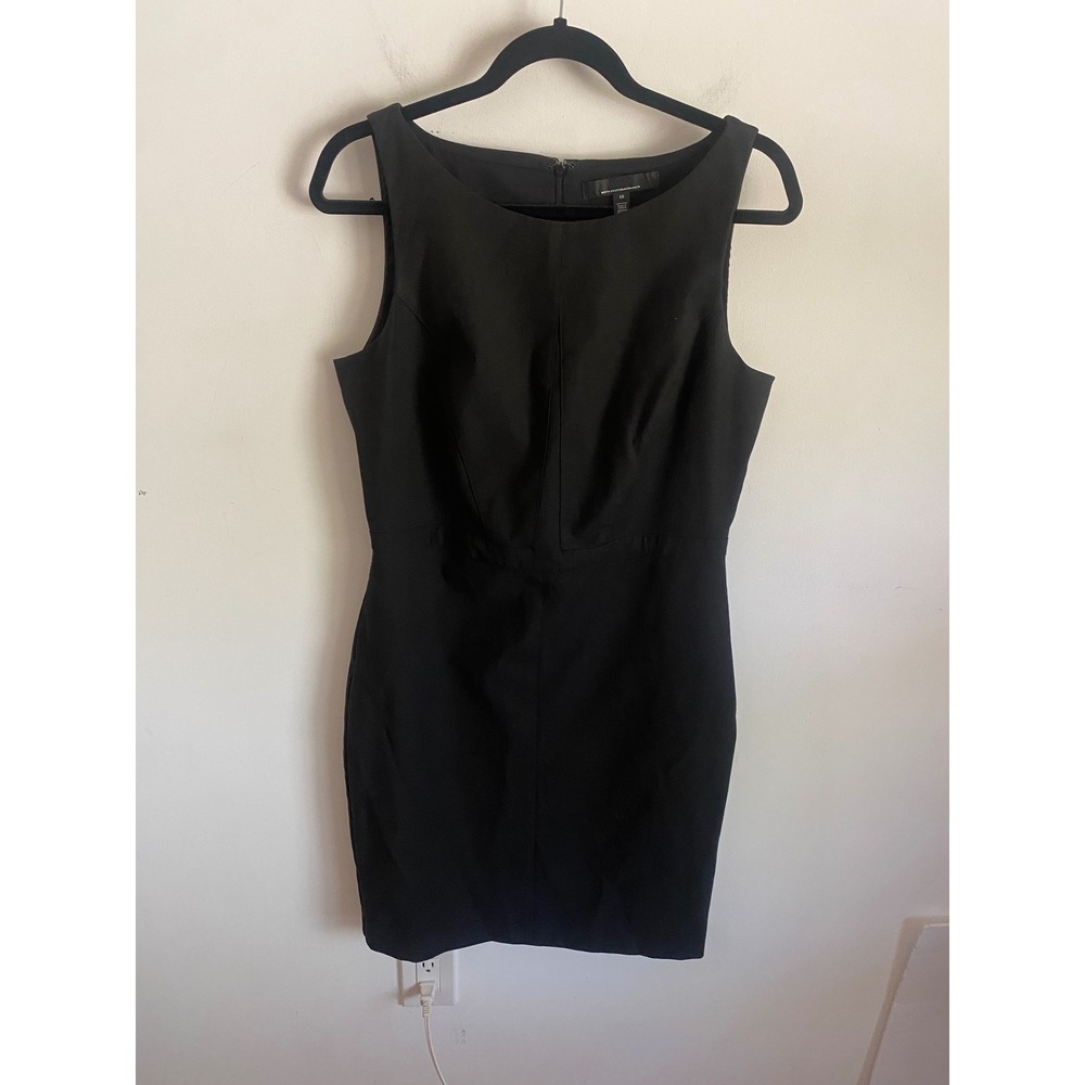 White House Black Market Black Sleeveless Sheath Dress Boat Neck Size 10
